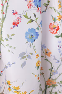 Elizabeth Garden Reverie Silk Faille Column Gown with Bow Belt in White Floral
