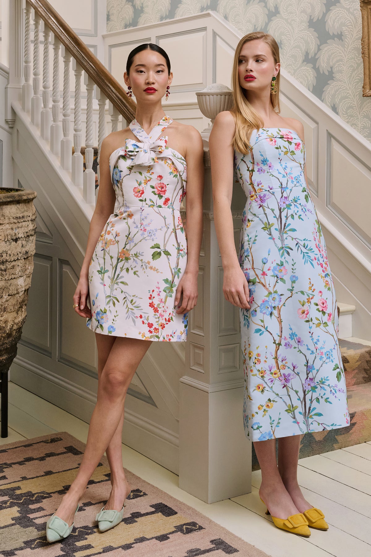 Lily Garden Reverie Silk Faille Mini Dress in White Floral