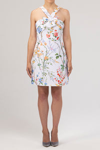 Lily Garden Reverie Silk Faille Mini Dress in White Floral