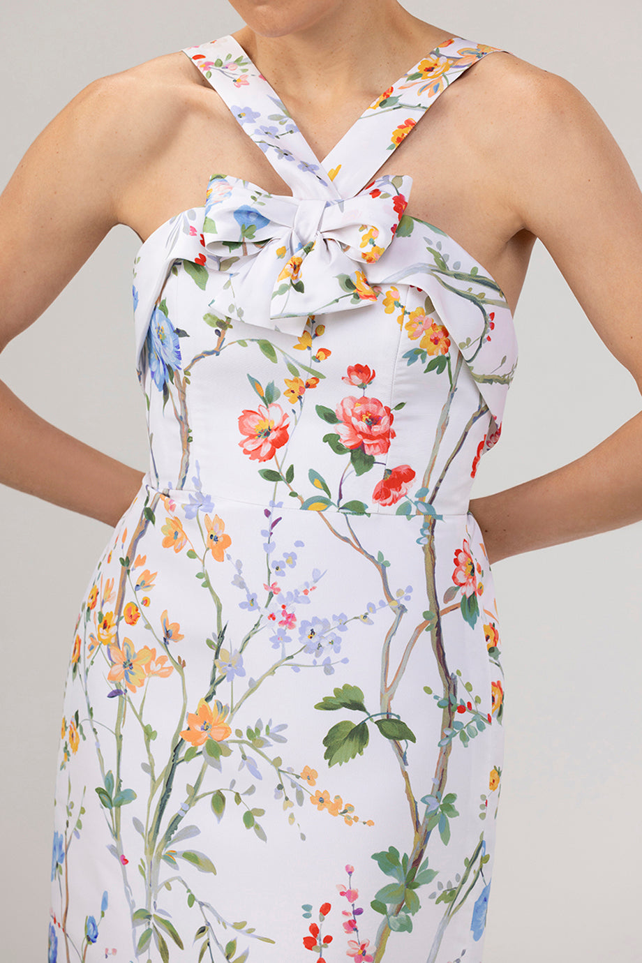 Lily Garden Reverie Silk Faille Mini Dress in White Floral