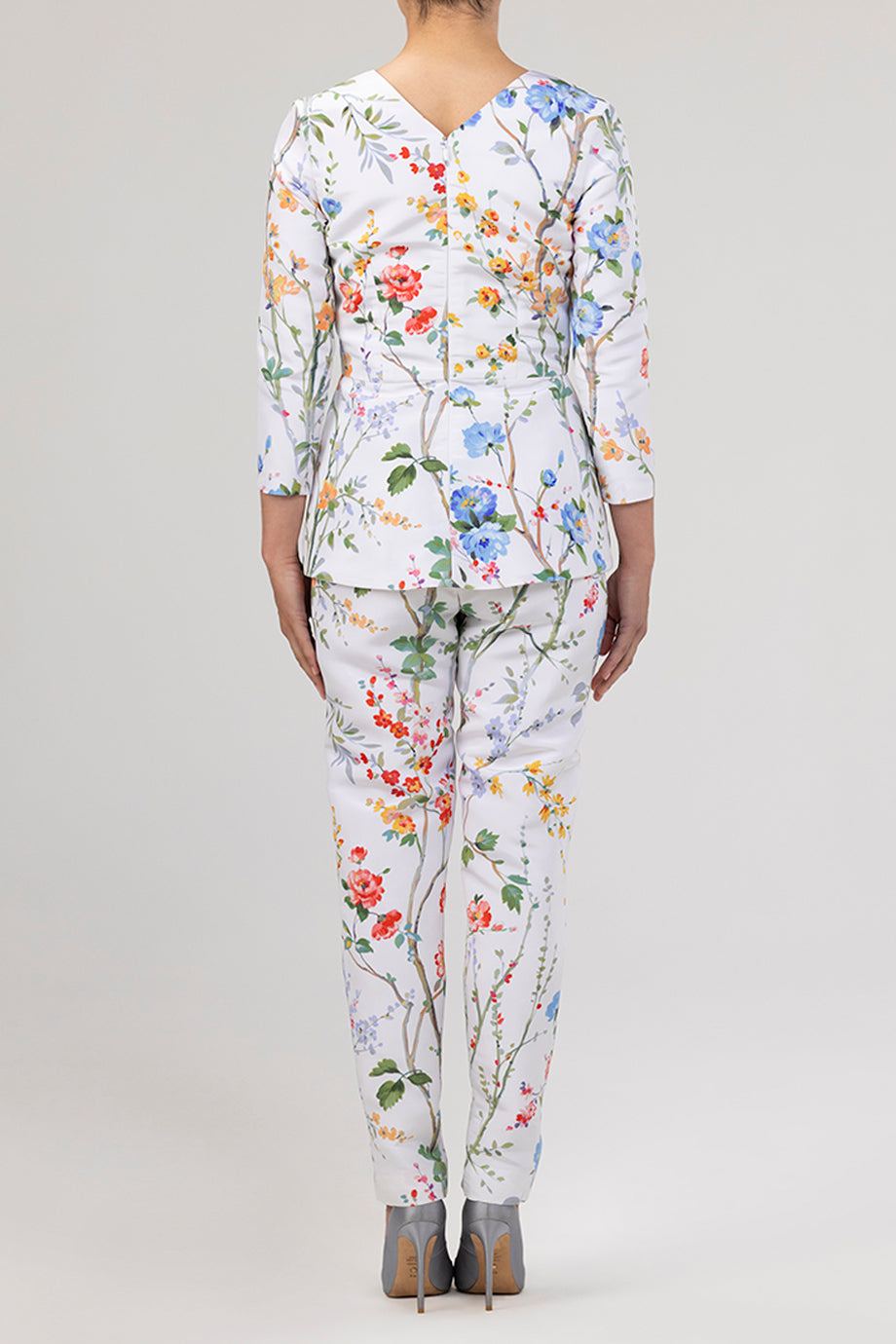 Marion Garden Reverie Silk Faille Top in White Floral