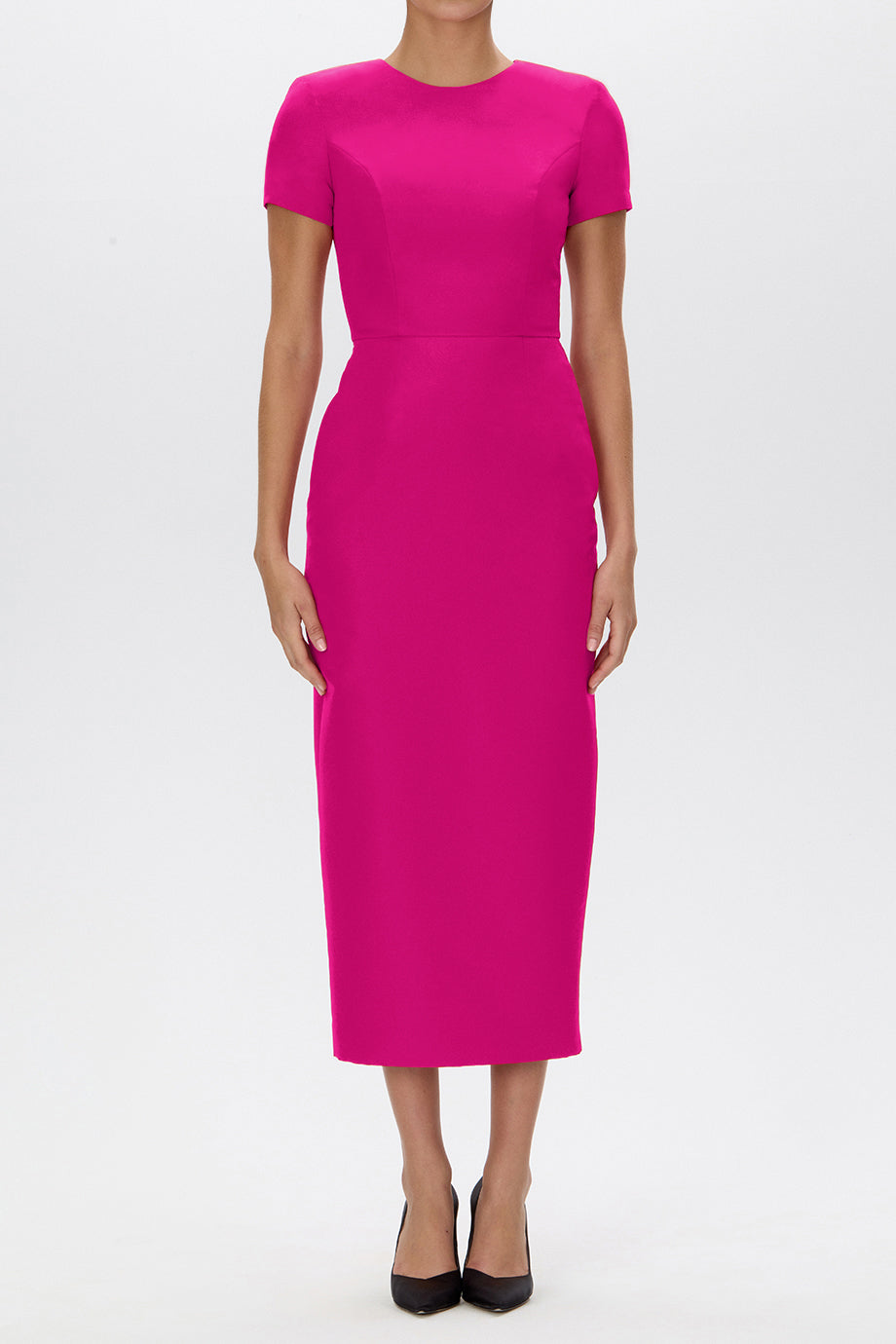 Claudia Silk Faille Midi Dress with Mid-Length Bow Convertible Skirt