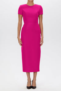 Claudia Silk Faille Midi Dress with Mid-Length Bow Convertible Skirt