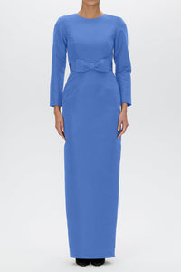 Cristina Silk Faille Column Gown with Bow Belt