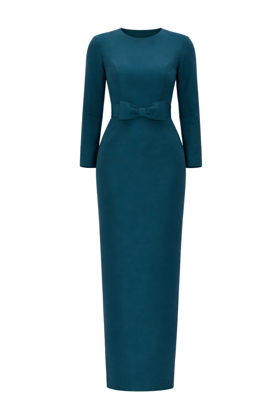 Cristina Silk Faille Column Gown with Bow Belt