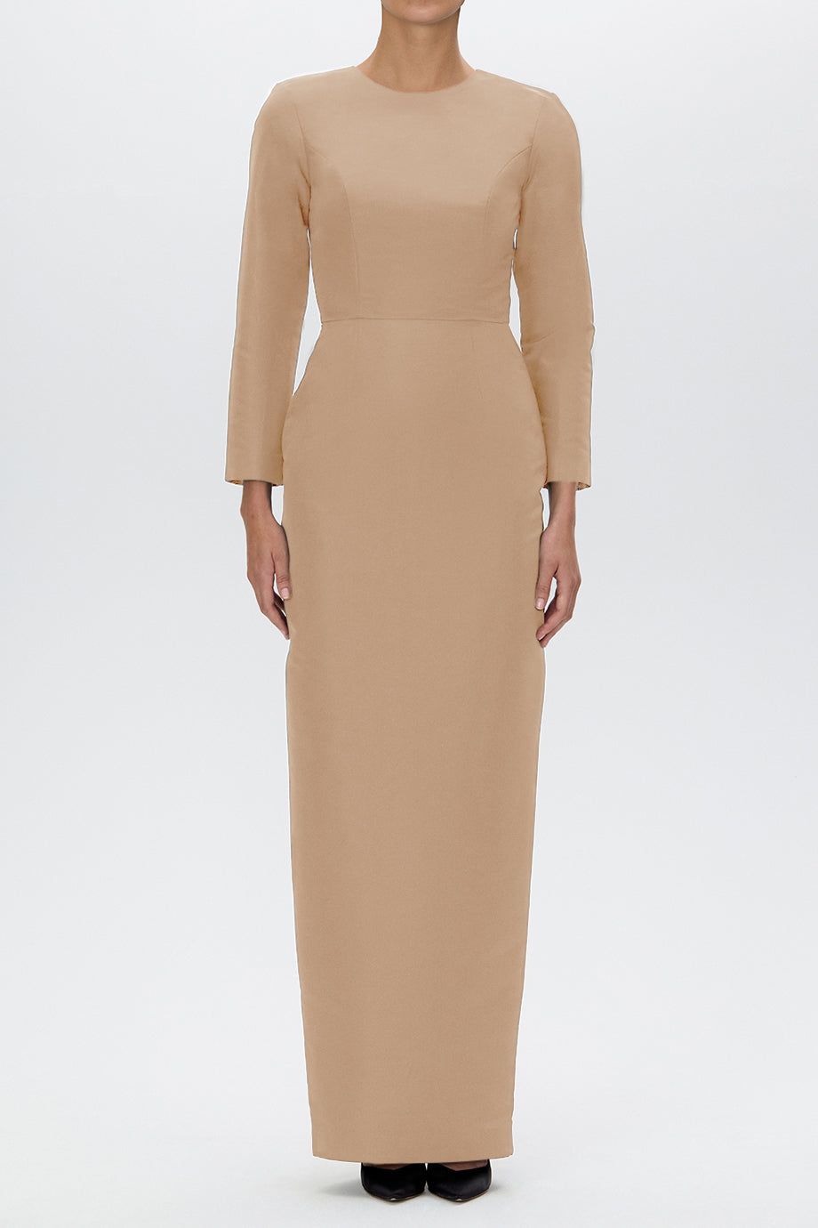 Cristina Silk Faille Column Gown with Bow Convertible Skirt
