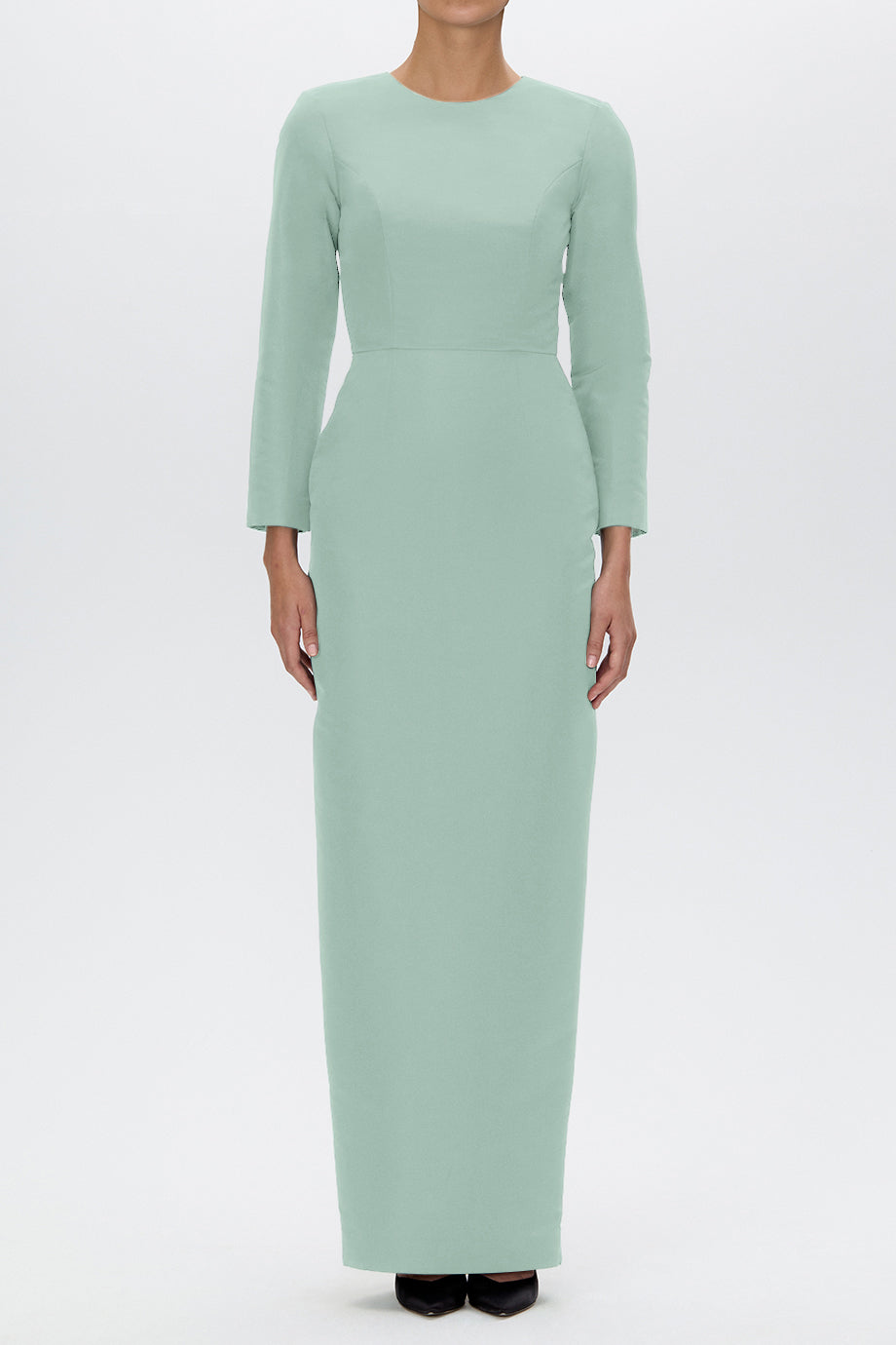 Cristina Silk Faille Column Gown with Bow Convertible Skirt