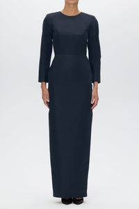 Cristina Silk Faille Column Gown with Bow Belt