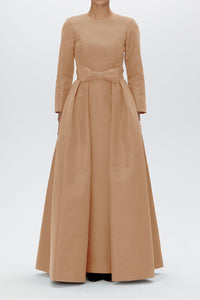 Cristina Silk Faille Column Gown with Bow Convertible Skirt