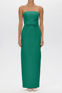 Elizabeth Silk Faille Column Gown with Bow Belt