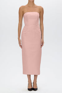 Elizabeth Silk Faille Midi Dress with Bow Belt