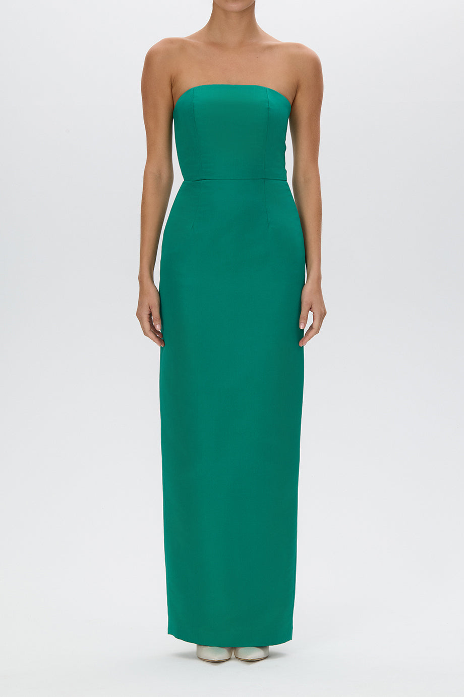 Elizabeth Silk Faille Column Gown with Bow Belt