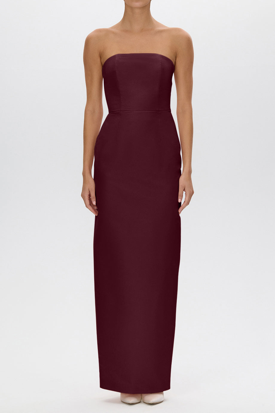 Elizabeth Silk Faille Column Gown with Bow Belt