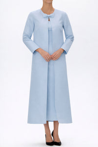 Jackie Silk Faille Bow Mid-Length Coat