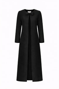 Jackie Silk Faille Bow Mid-Length Coat