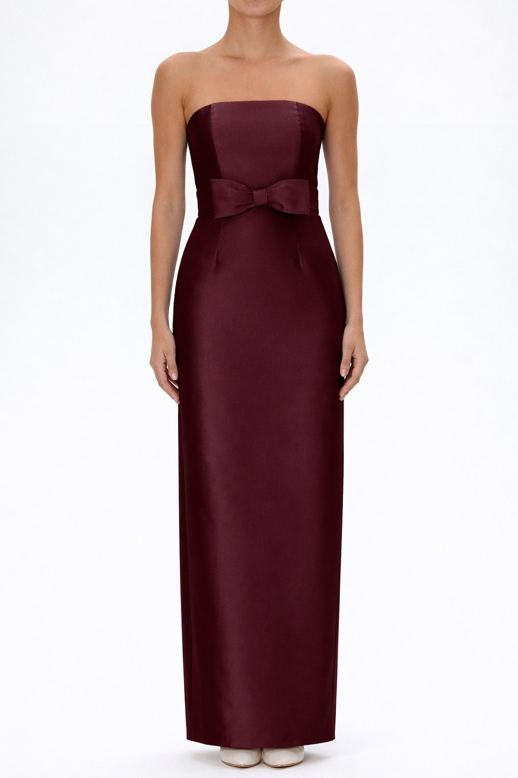 Juliette Silk and Wool Column Gown with Bow Belt