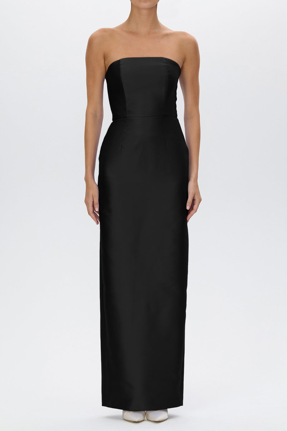 Juliette Silk and Wool Column Gown with Bow Belt