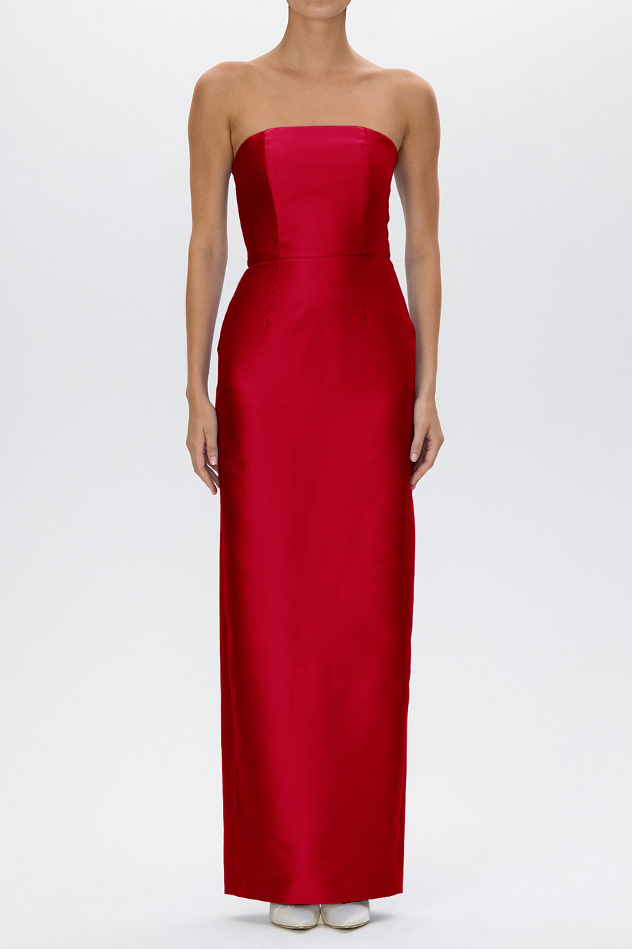 Juliette Silk and Wool Column Gown with Bow Belt