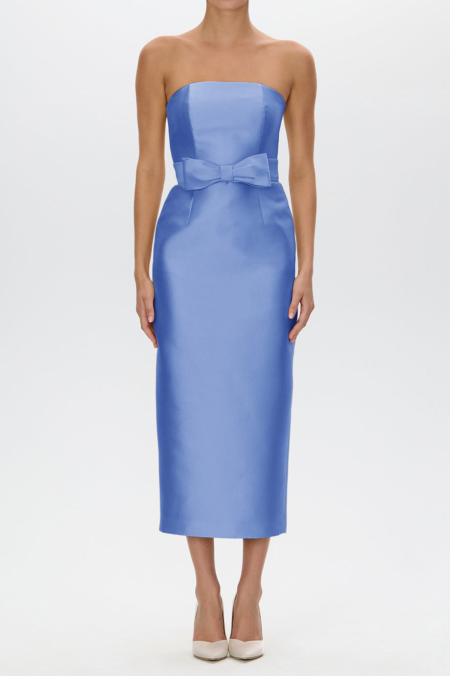 Juliette Silk and Wool Midi Dress with Bow Belt