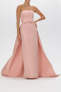 Leonore Silk Faille Column Gown with Detachable Bow Train