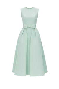 Lydia Silk Faille Midi Dress with Mid-Length Bow Convertible Skirt