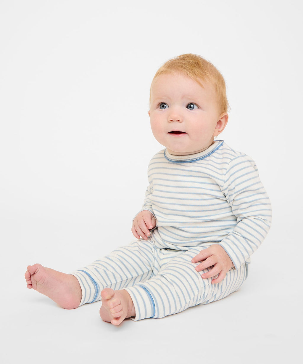 Andy Baby Legging in Dusty Blue Mini Stripe