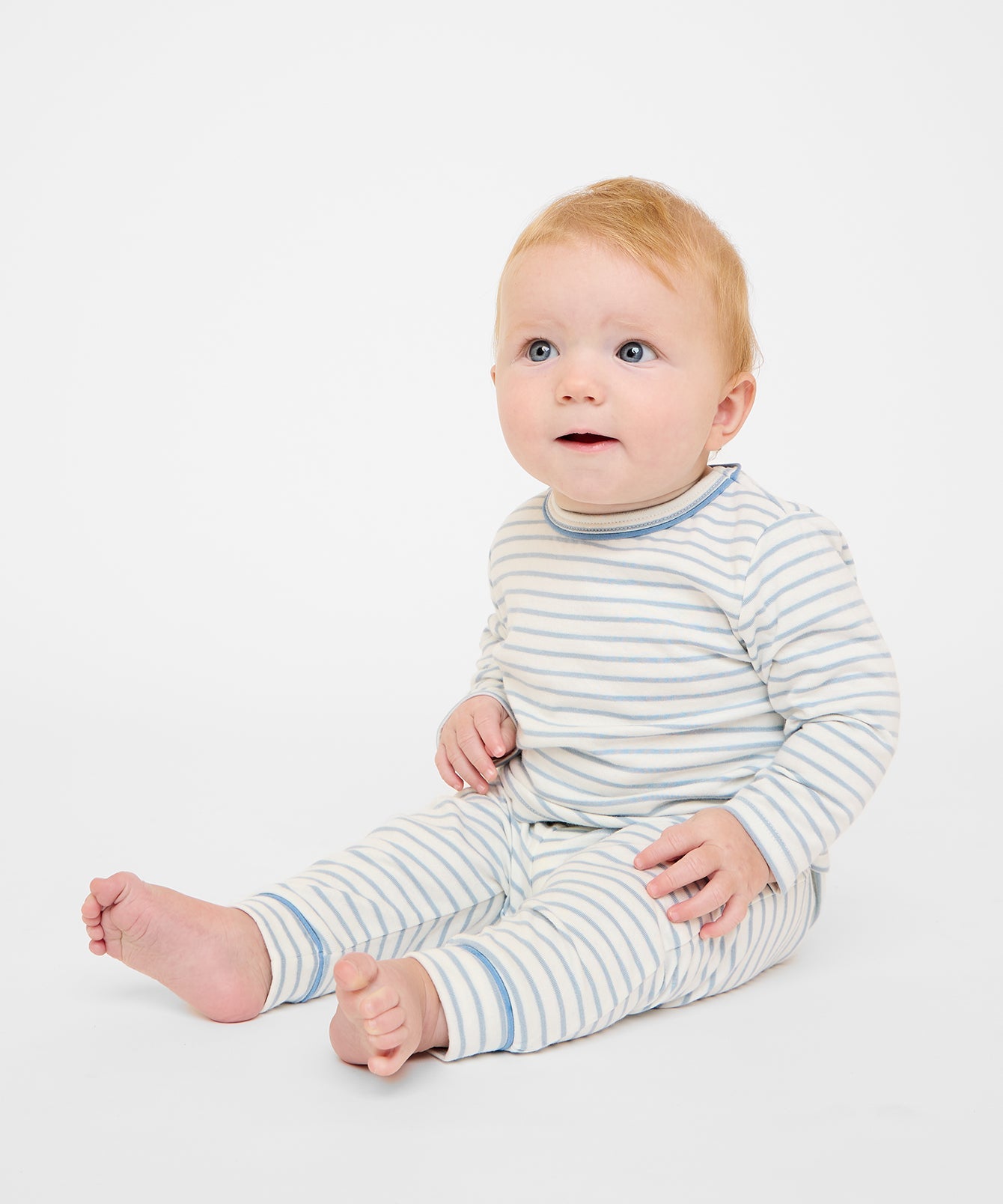 Andy Baby Legging in Dusty Blue Mini Stripe