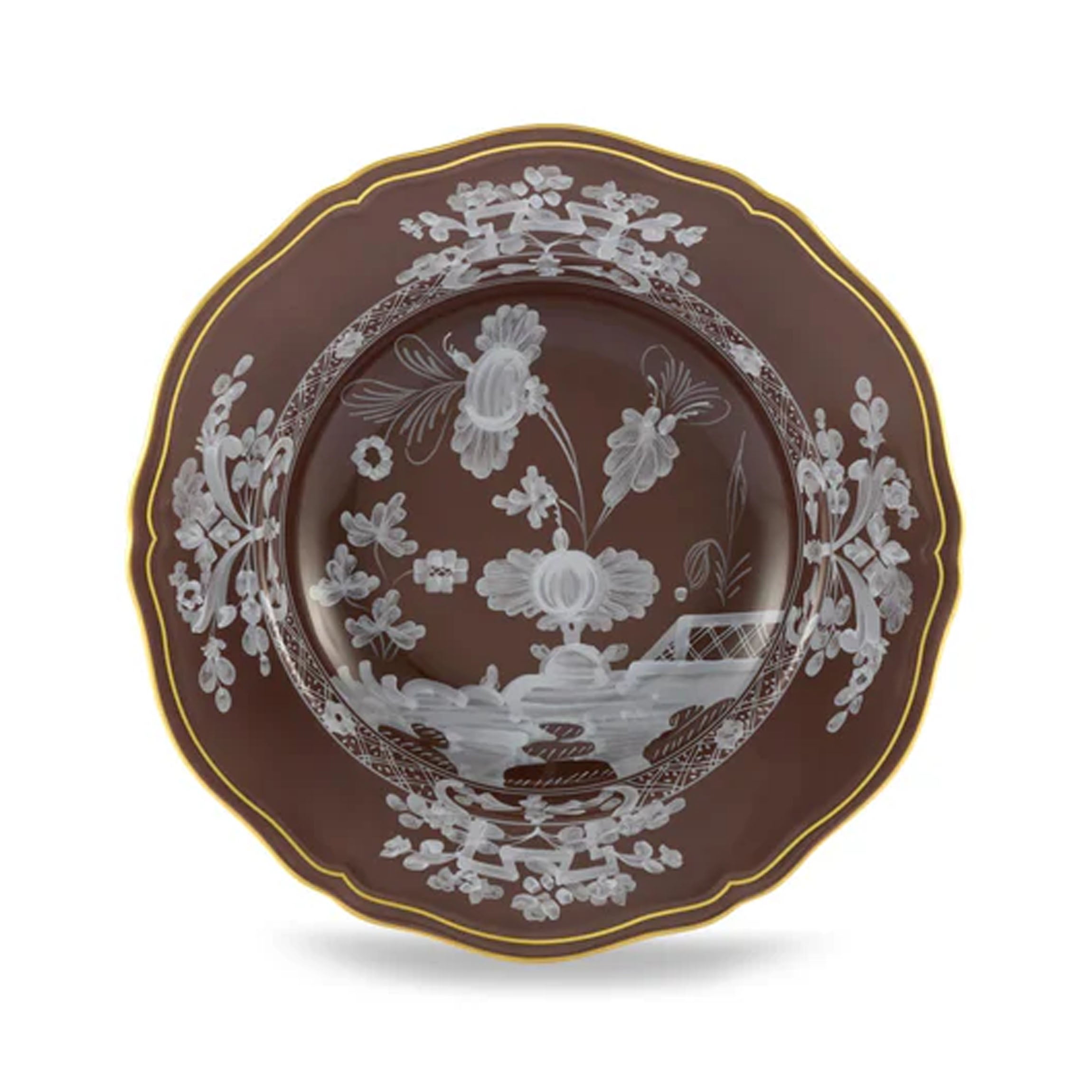 Oriente Italiano Antico Doccia Soup Plate in Castagna