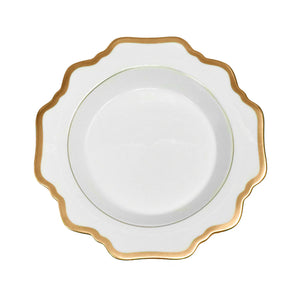 Antique White Rim Soup in Gold Rim