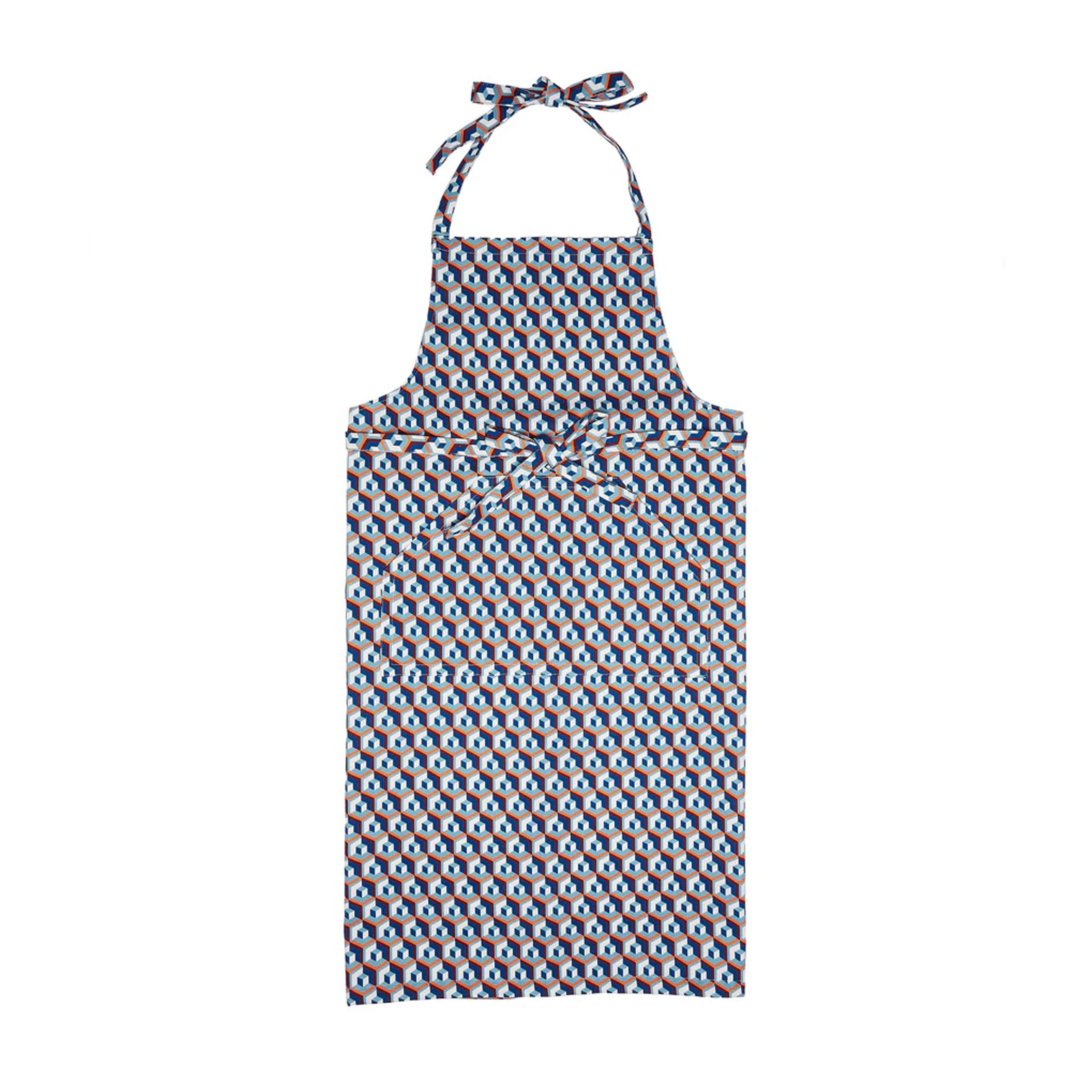 Apron With Pocket in Cubo Giallo/Fuxsia Blue