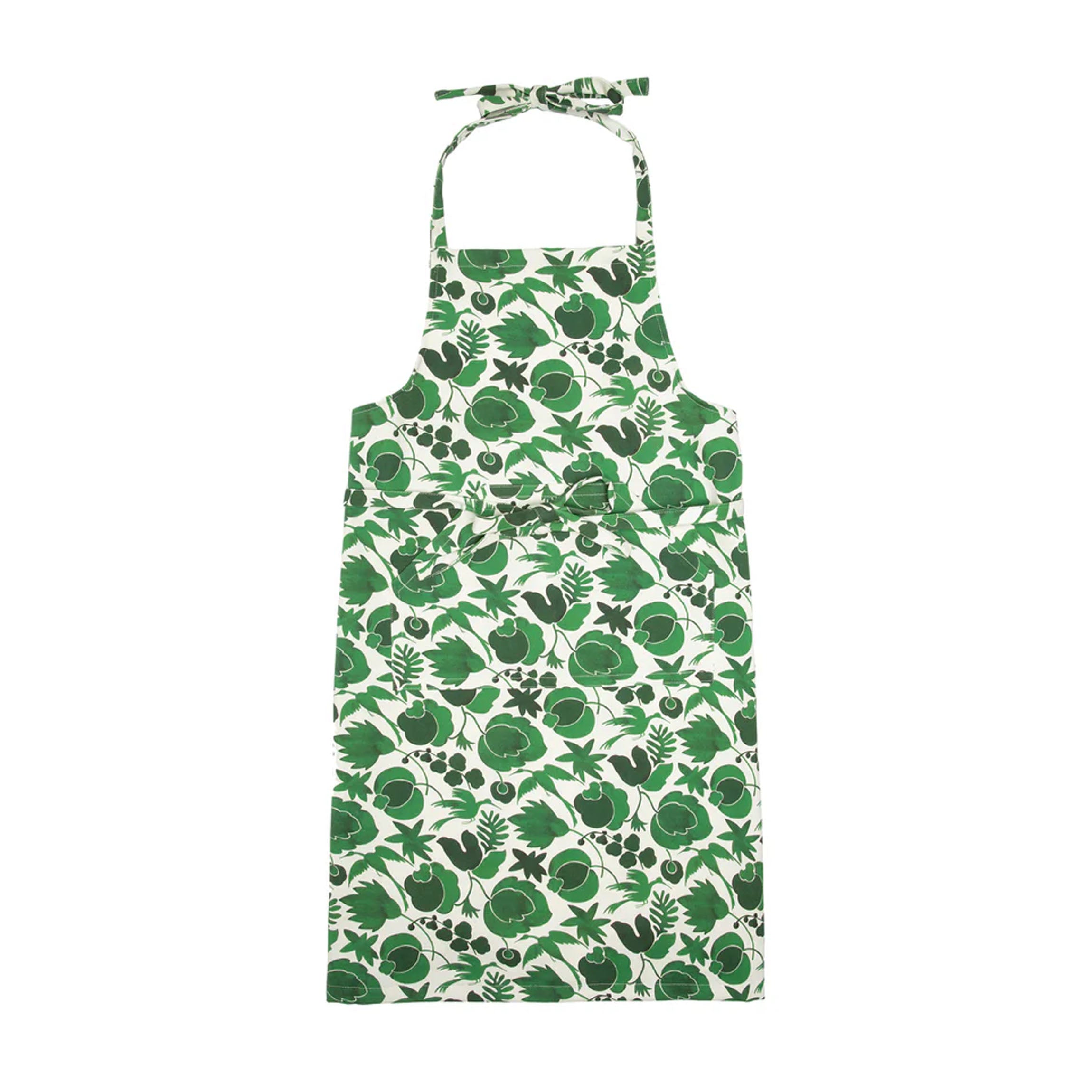 Apron With Pocket in Wildbird Green