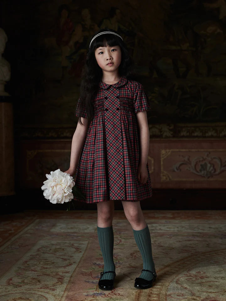 Red Tartan Arcadia Girl Hand-Smocked Dress