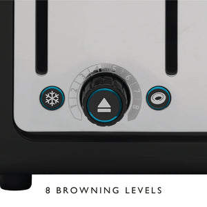 4 Slot Design Series Toaster in Black/Stainless Steel