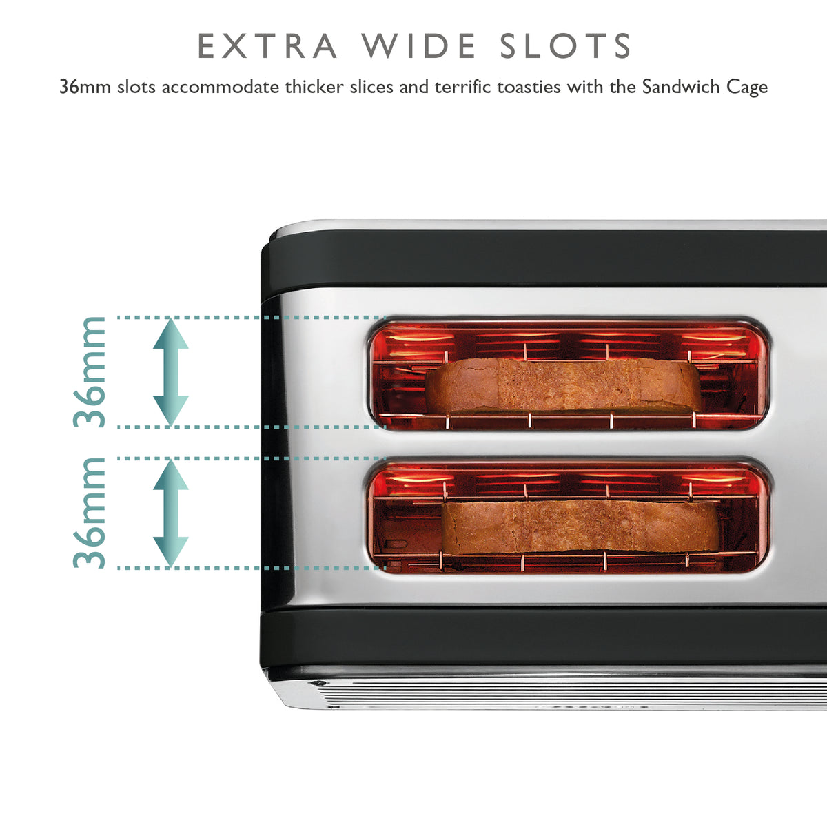 2 Slot Design Series Toaster in Black/Stainless Steel