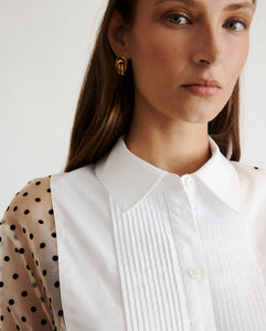 Arielle Top in Cream, Black & Optic White