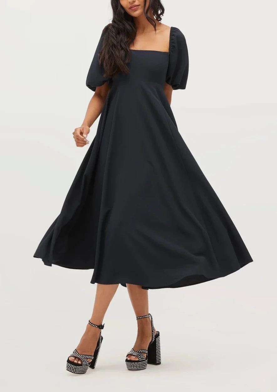 The Matilda Dress in Black Crepe