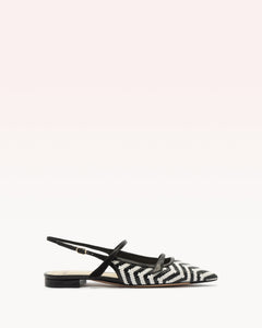 Tita Raffia Zig Flat in Black