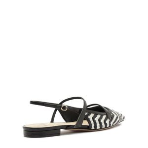 Tita Raffia Zig Flat in Black