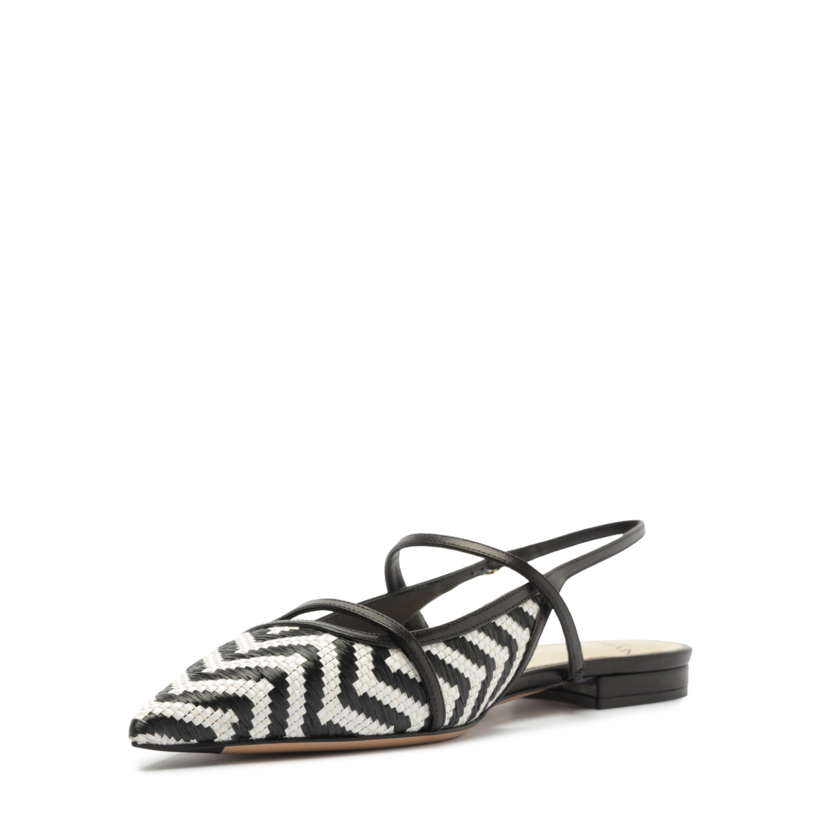 Tita Raffia Zig Flat in Black