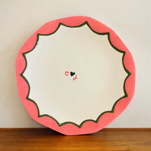Hand-painted Custom Initial Casual Dinner Plates, Set of 4