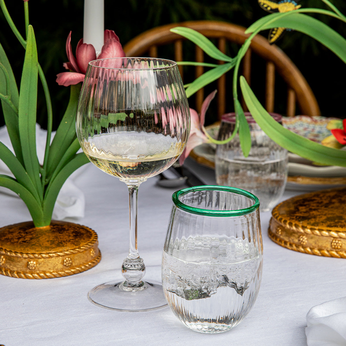 Nell Stemless Wine Glass in Chambray