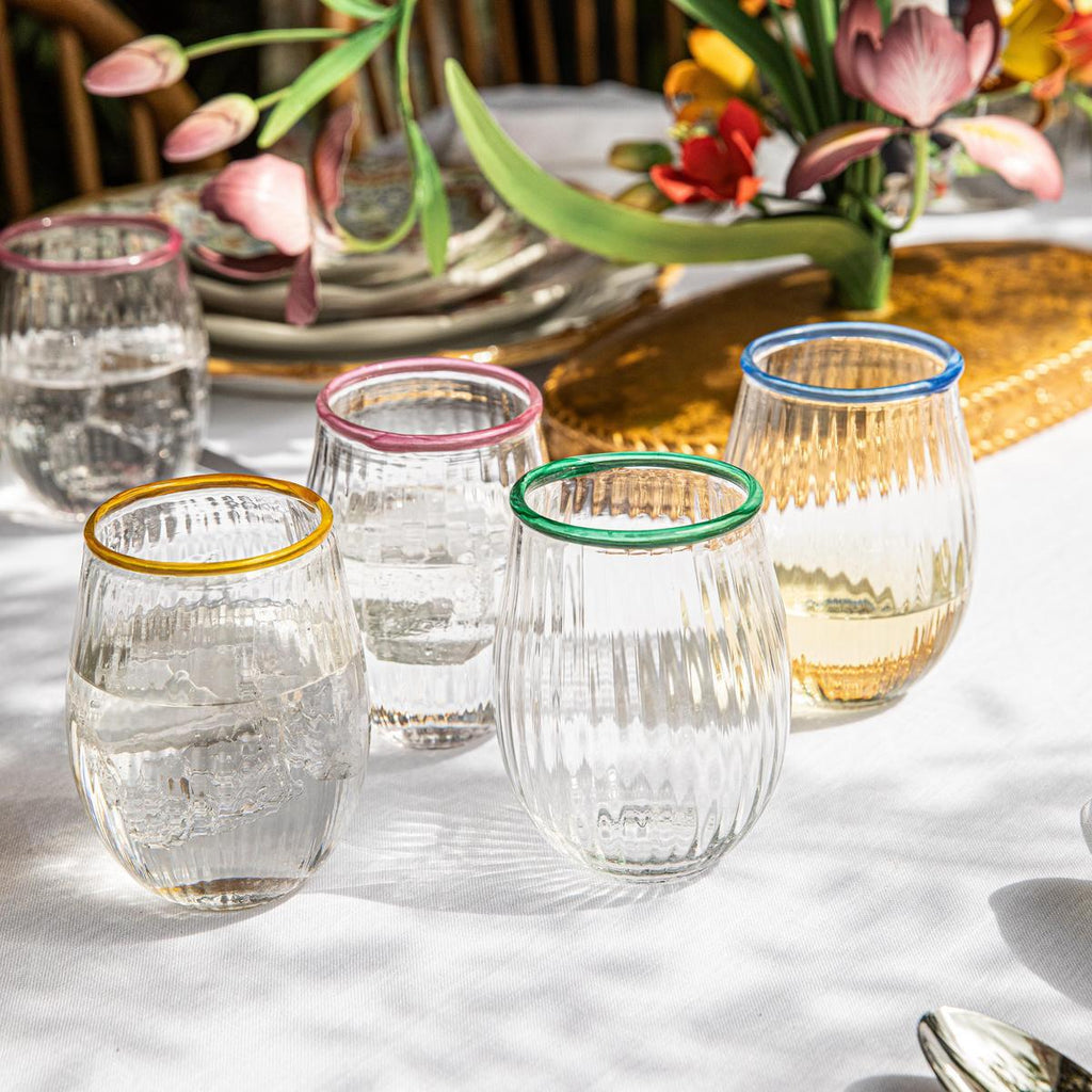 Nell Stemless Wine Glass in Blush