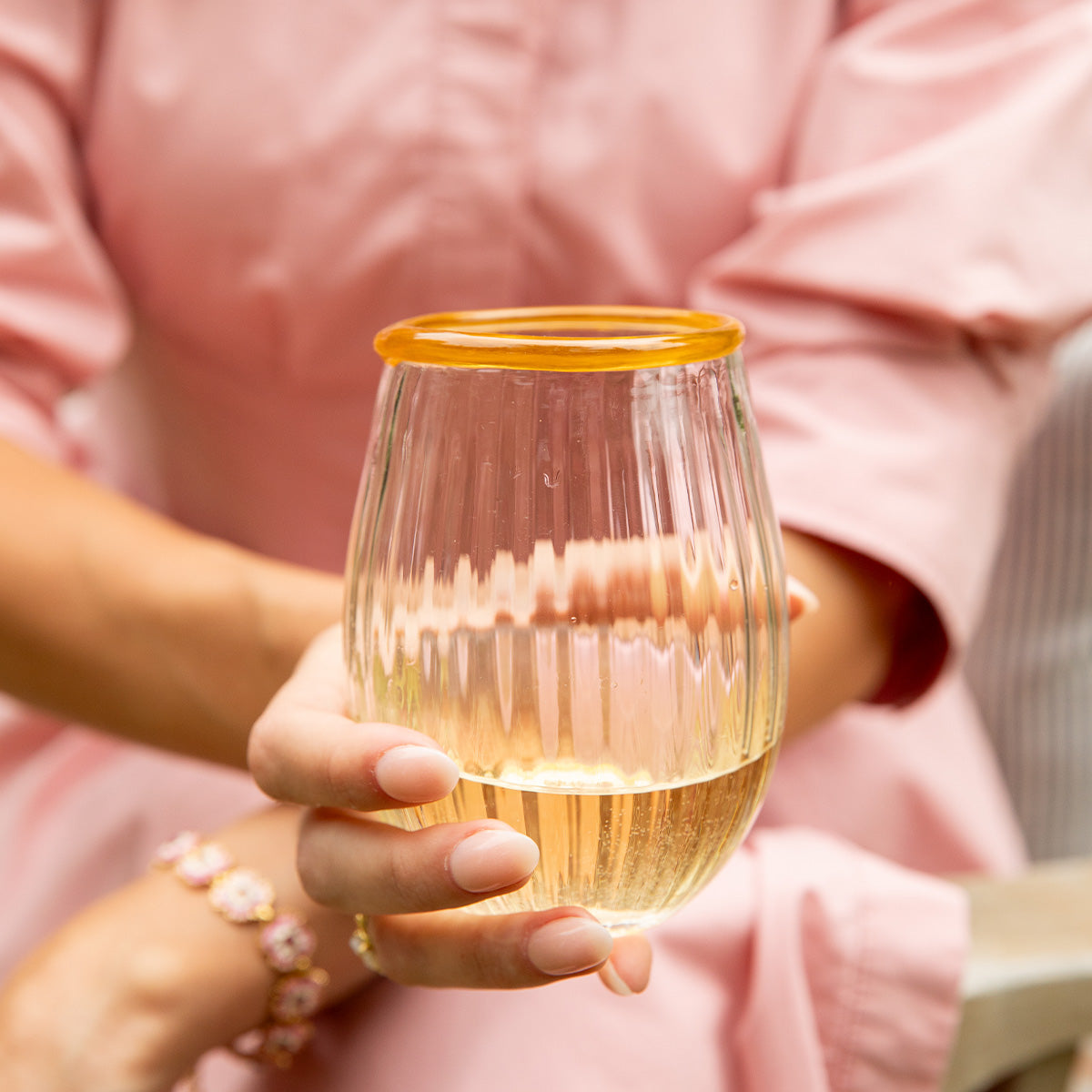 Nell Stemless Wine Glass in Daffodil