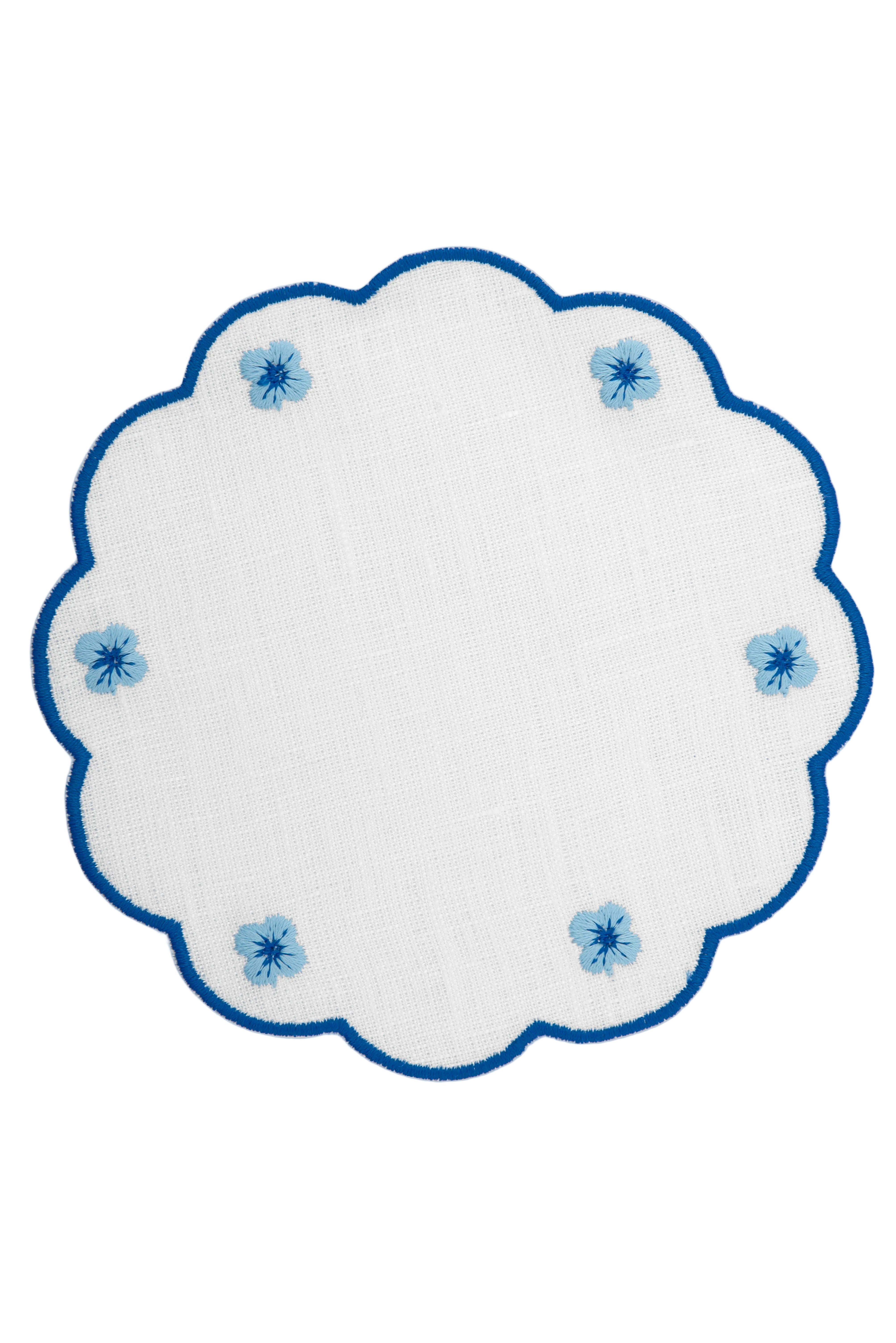 Spring Linen Coasters in Blue, Set of 6