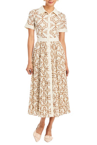 Billie Collared Shirt Dress in Quatrefoil Tile