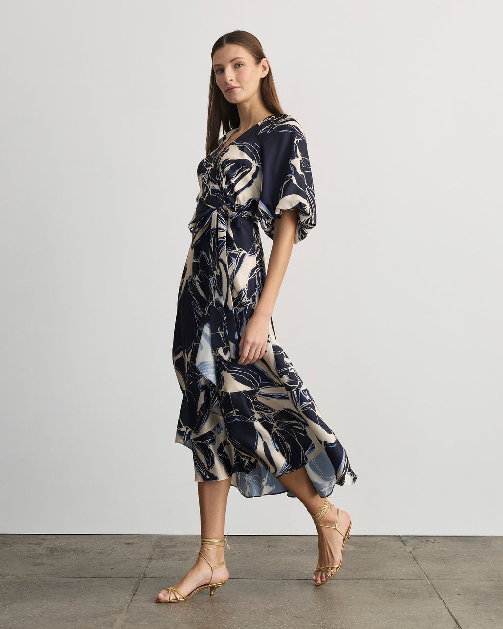 Blairine Dress in Maritime Blue & Cloudy Blue Multi
