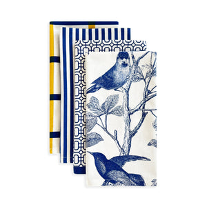 Plaid Dinner Napkins in Blue & Yellow, Set of 4