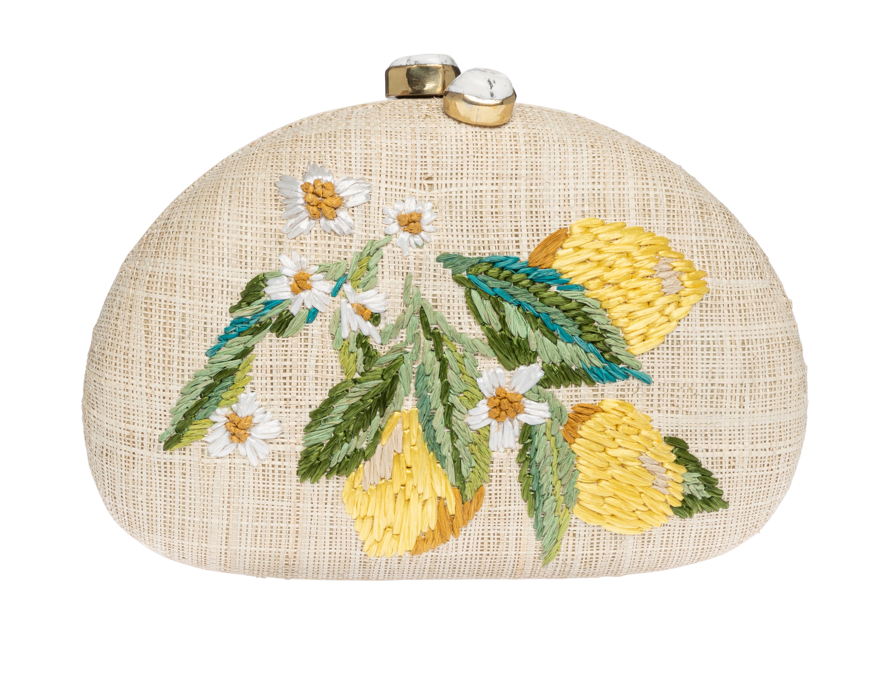 Berna Clutch in Natural/Yellow