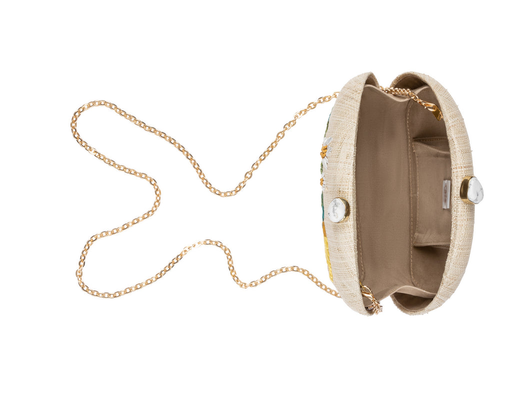 Berna Clutch in Natural/Yellow