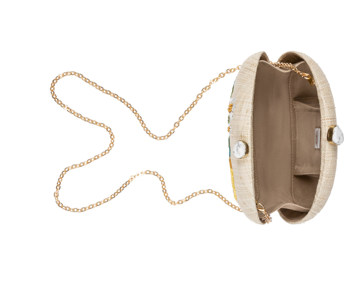 Berna Clutch in Natural/Yellow